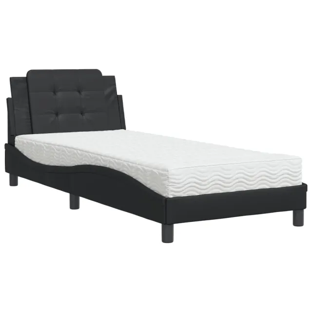 Cadre de lit sans matelas Zadar noir 90x190 cm similicuir