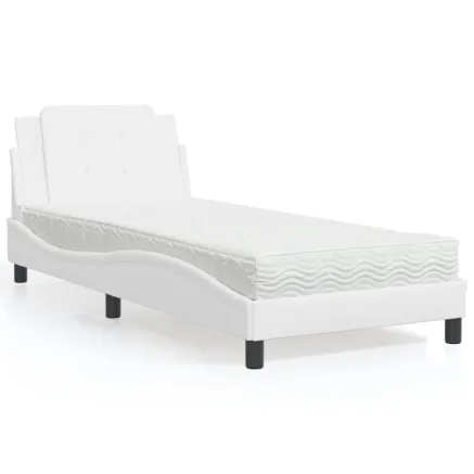 Cadre de lit sans matelas Zadar blanc 90x190 cm similicuir