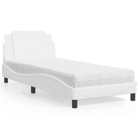 Cadre de lit sans matelas Zadar blanc 90x190 cm similicuir