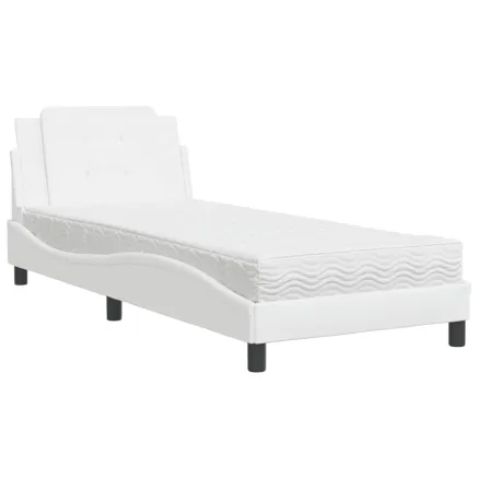Cadre de lit sans matelas Zadar blanc 90x190 cm similicuir 2