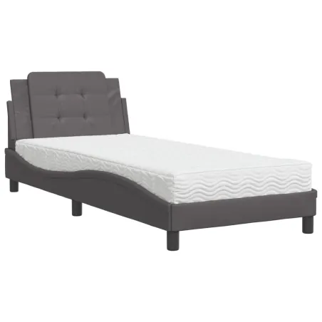 Cadre de lit sans matelas Zadar gris 90x190 cm similicuir