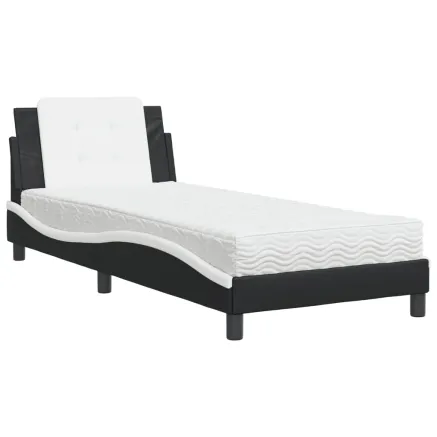 Cadre de lit sans matelas Zadar noir et blanc 90x190 cm similicuir 2