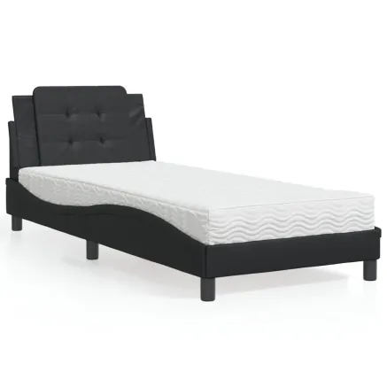 Cadre de lit sans matelas Zadar noir 90x200 cm similicuir