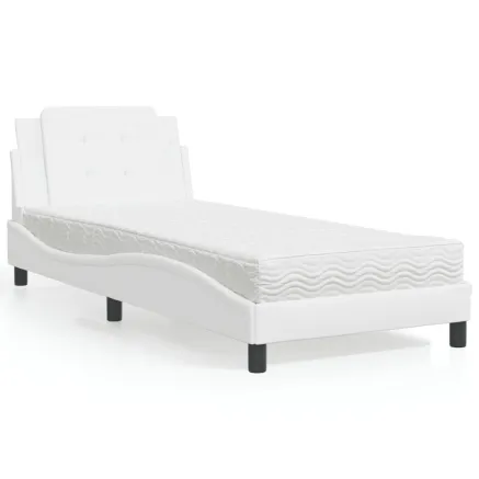 Cadre de lit sans matelas Zadar blanc 90x200 cm similicuir