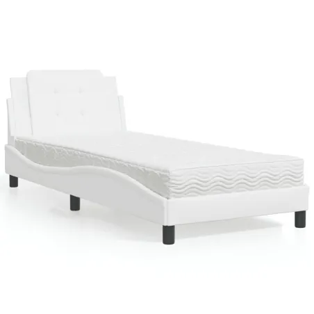 Cadre de lit sans matelas Zadar blanc 90x200 cm similicuir