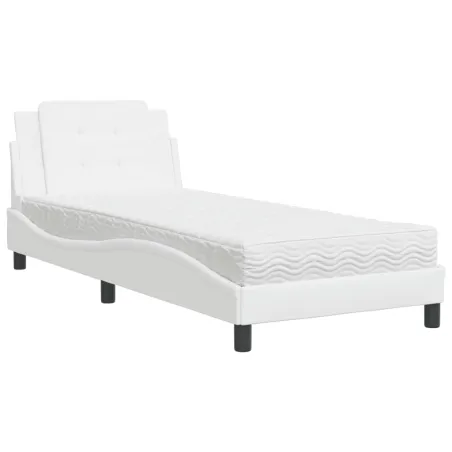Cadre de lit sans matelas Zadar blanc 90x200 cm similicuir