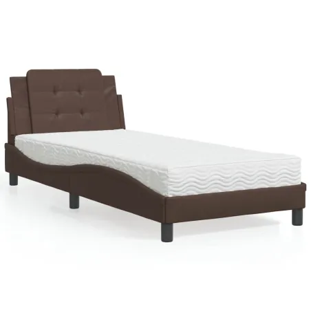Cadre de lit sans matelas Zadar marron 90x200 cm similicuir