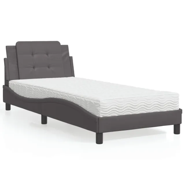 Cadre de lit sans matelas Zadar gris 90x200 cm similicuir