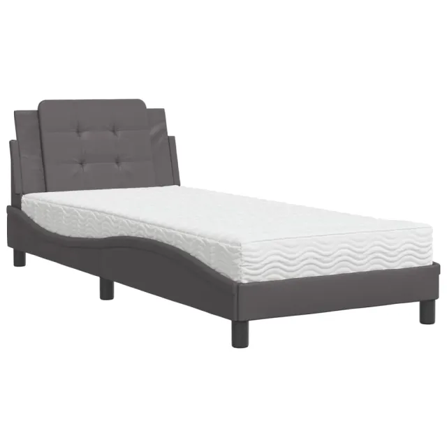 Cadre de lit sans matelas Zadar gris 90x200 cm similicuir