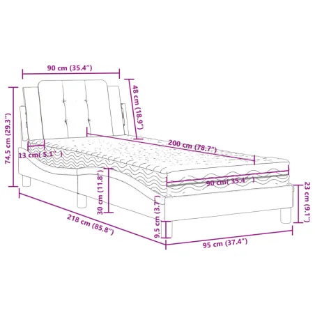 Cadre de lit sans matelas Zadar cappuccino 90x200 cm similicuir