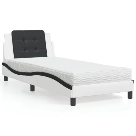 Cadre de lit sans matelas Zadar blanc et noir 90x200 cm similicuir