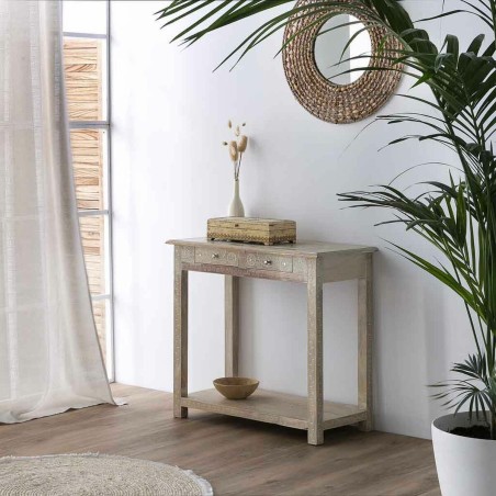 Zijtafel met lades Alexandra House Living Wit Natuurlijk 40 x 76 x 135