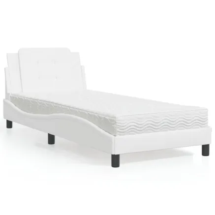 Cadre de lit sans matelas Zadar blanc 100x200 cm similicuir