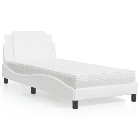 Cadre de lit sans matelas Zadar blanc 100x200 cm similicuir