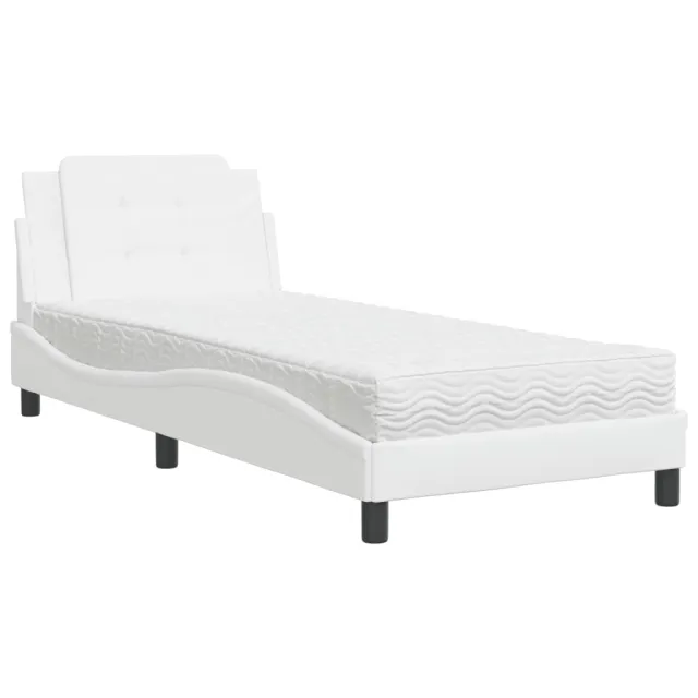 Cadre de lit sans matelas Zadar blanc 100x200 cm similicuir