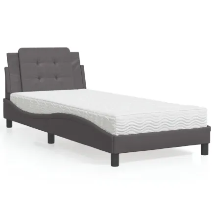 Cadre de lit sans matelas Zadar gris 100x200 cm similicuir