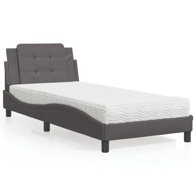 Cadre de lit sans matelas Zadar gris 100x200 cm similicuir