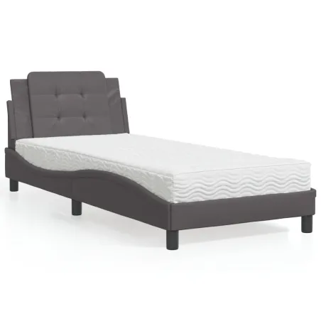 Cadre de lit sans matelas Zadar gris 100x200 cm similicuir