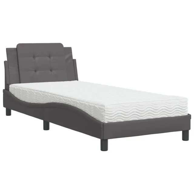 Cadre de lit sans matelas Zadar gris 100x200 cm similicuir
