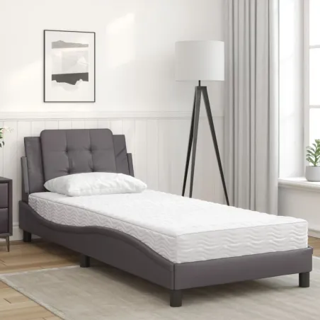 Cadre de lit sans matelas Zadar gris 100x200 cm similicuir