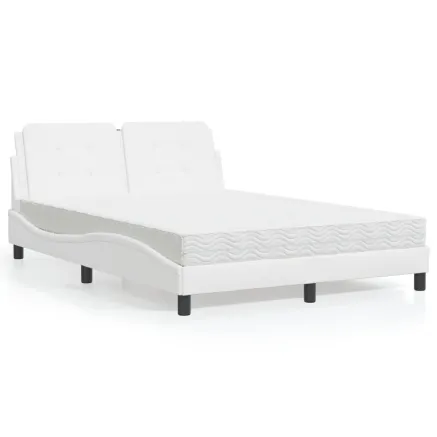 Cadre de lit sans matelas Zadar blanc 140x190 cm similicuir