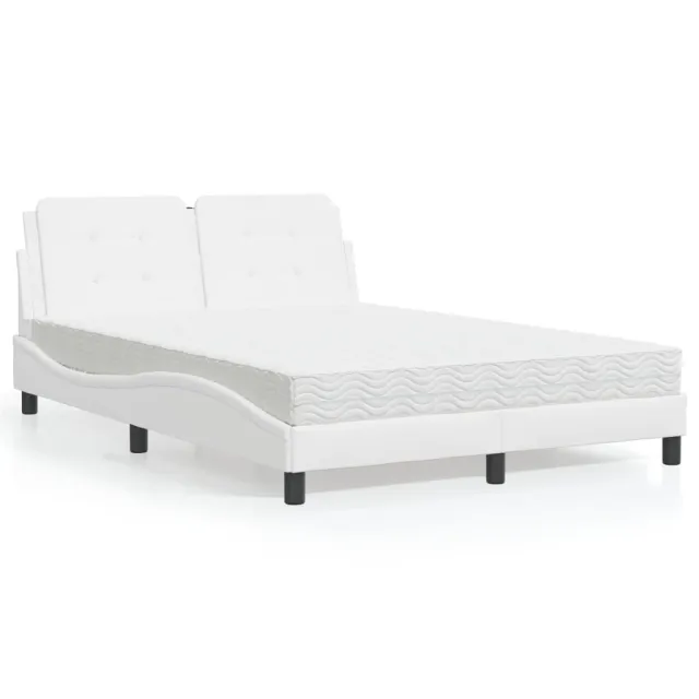 Cadre de lit sans matelas Zadar blanc 140x190 cm similicuir