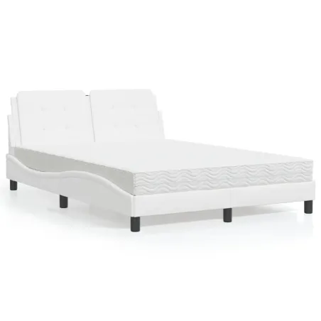 Cadre de lit sans matelas Zadar blanc 140x190 cm similicuir