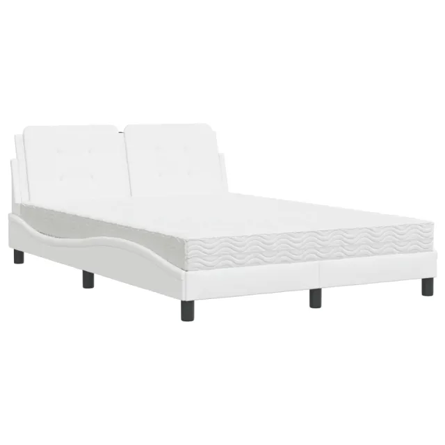 Cadre de lit sans matelas Zadar blanc 140x190 cm similicuir