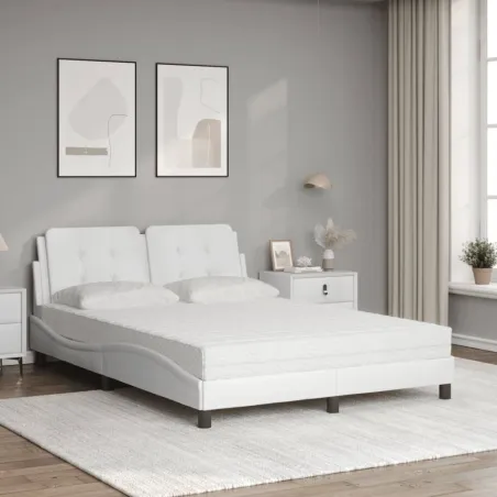 Cadre de lit sans matelas Zadar blanc 140x190 cm similicuir