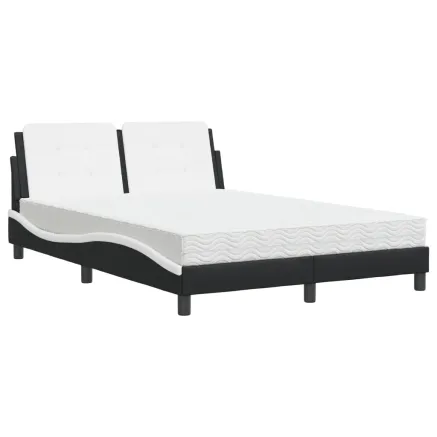 Cadre de lit sans matelas Zadar noir et blanc 140x190 cm similicuir 2