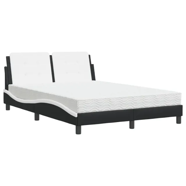 Cadre de lit sans matelas Zadar noir et blanc 140x190 cm similicuir