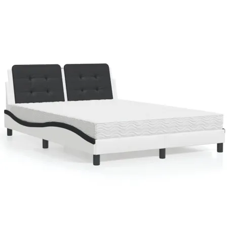 Cadre de lit sans matelas Zadar blanc et noir 140x190 cm similicuir