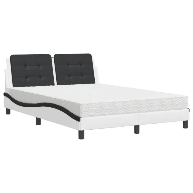 Cadre de lit sans matelas Zadar blanc et noir 140x190 cm similicuir