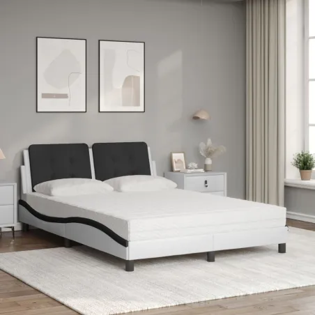 Cadre de lit sans matelas Zadar blanc et noir 140x190 cm similicuir