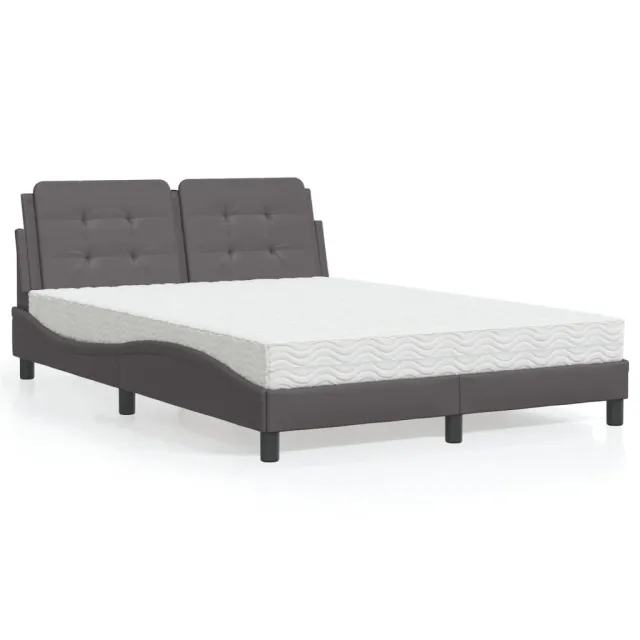 Lit avec matelas Zadar gris 140x200 cm similicuir