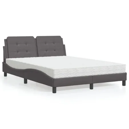 Lit avec matelas Zadar gris 140x200 cm similicuir