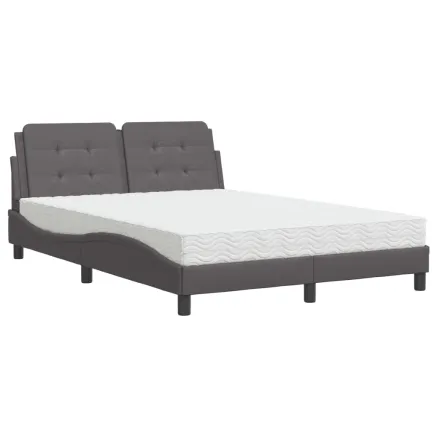 Lit avec matelas Zadar gris 140x200 cm similicuir 2