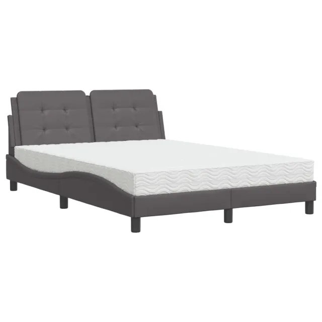 Lit avec matelas Zadar gris 140x200 cm similicuir