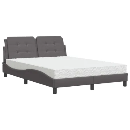 Lit avec matelas Zadar gris 140x200 cm similicuir