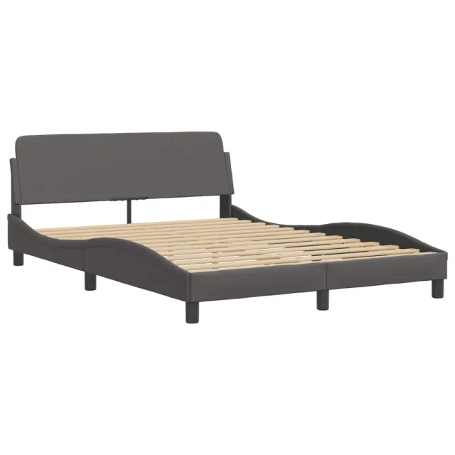 Lit avec matelas Zadar gris 140x200 cm similicuir