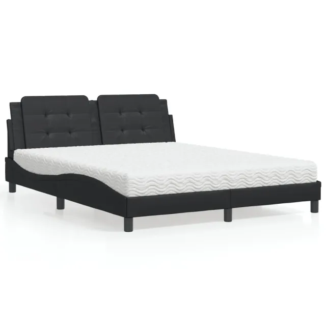 Lit avec matelas Zadar noir 160x200 cm similicuir