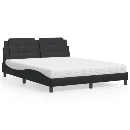 Lit avec matelas Zadar noir 160x200 cm similicuir