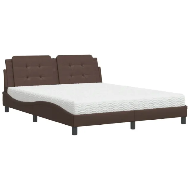 Lit avec matelas Zadar marron 160x200 cm similicuir
