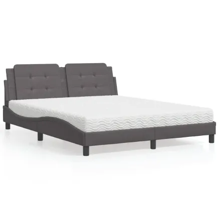 Lit avec matelas Zadar gris 160x200 cm similicuir