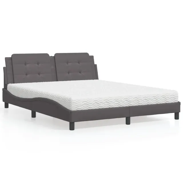 Lit avec matelas Zadar gris 160x200 cm similicuir