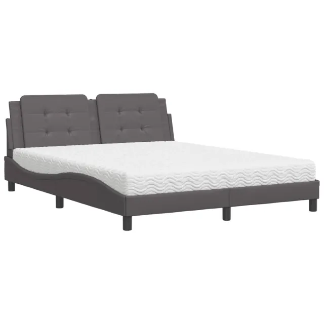 Lit avec matelas Zadar gris 160x200 cm similicuir