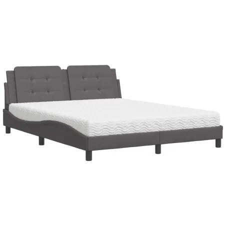 Lit avec matelas Zadar gris 160x200 cm similicuir
