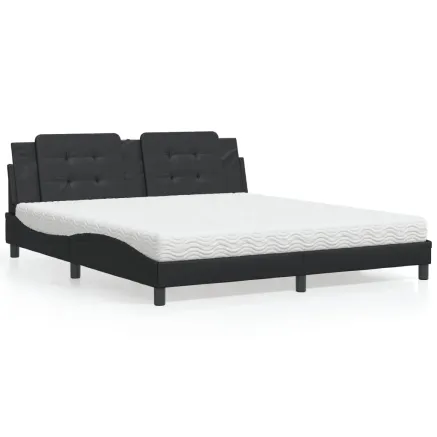 Lit avec matelas Zadar noir 180x200 cm similicuir
