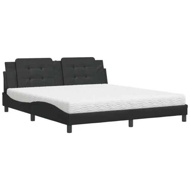 Lit avec matelas Zadar noir 180x200 cm similicuir