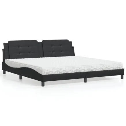 Lit avec matelas Zadar noir 200x200 cm similicuir